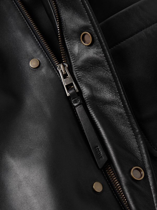Logo-Debossed Leather Overshirt - E1 Logo-Debossed Leather Overshirt - E1