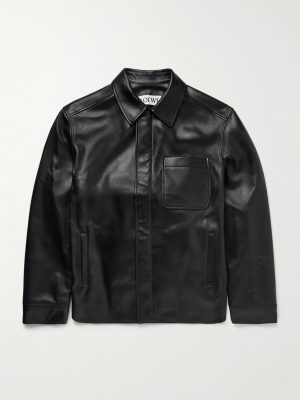 Logo-Debossed Leather Overshirt
