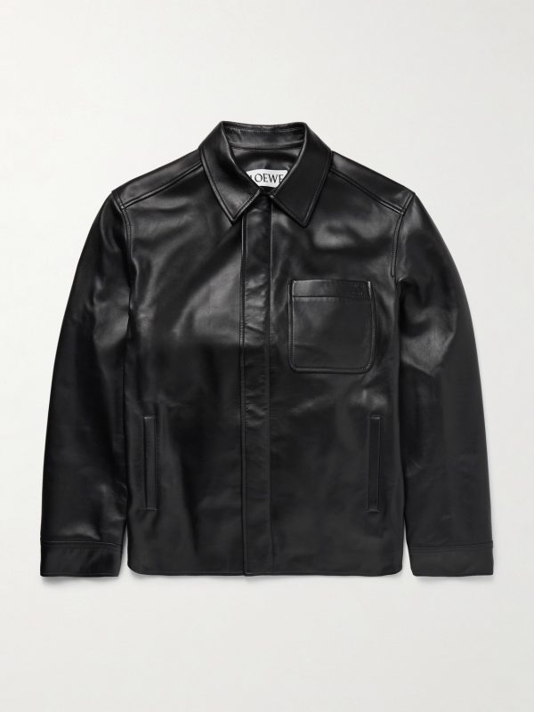 Logo-Debossed Leather Overshirt Logo-Debossed Leather Overshirt