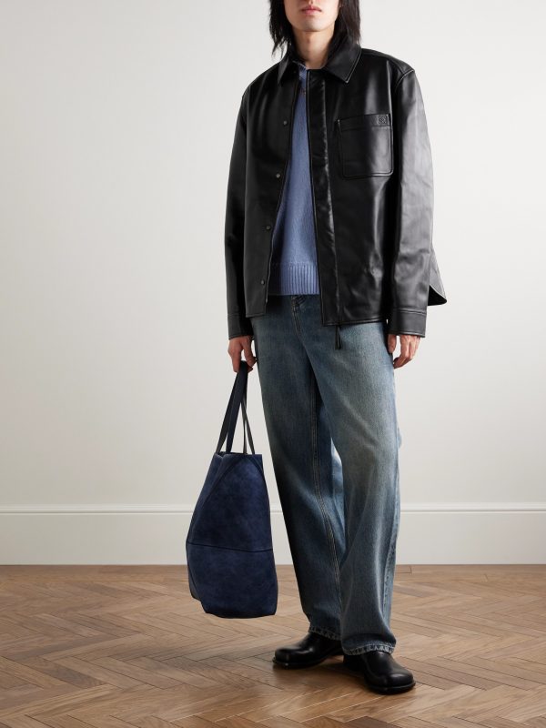 Logo-Debossed Leather Overshirt - OU Logo-Debossed Leather Overshirt - OU