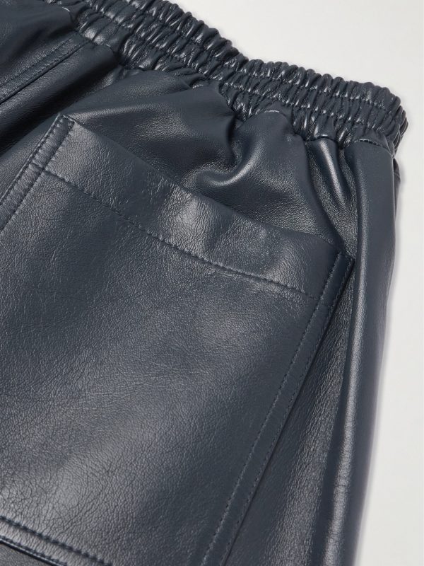 Wide-Leg Logo-Embossed Leather Shorts - CU Wide-Leg Logo-Embossed Leather Shorts - CU