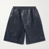 Wide-Leg Logo-Embossed Leather Shorts Wide-Leg Logo-Embossed Leather Shorts
