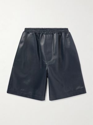 Wide-Leg Logo-Embossed Leather Shorts Wide-Leg Logo-Embossed Leather Shorts