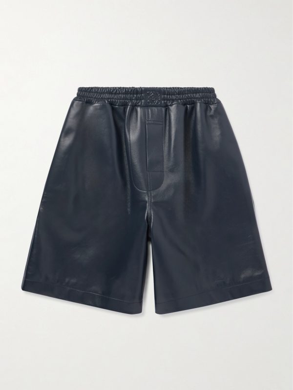 Wide-Leg Logo-Embossed Leather Shorts Wide-Leg Logo-Embossed Leather Shorts