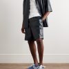 Wide-Leg Logo-Embossed Leather Shorts - OU Wide-Leg Logo-Embossed Leather Shorts - OU