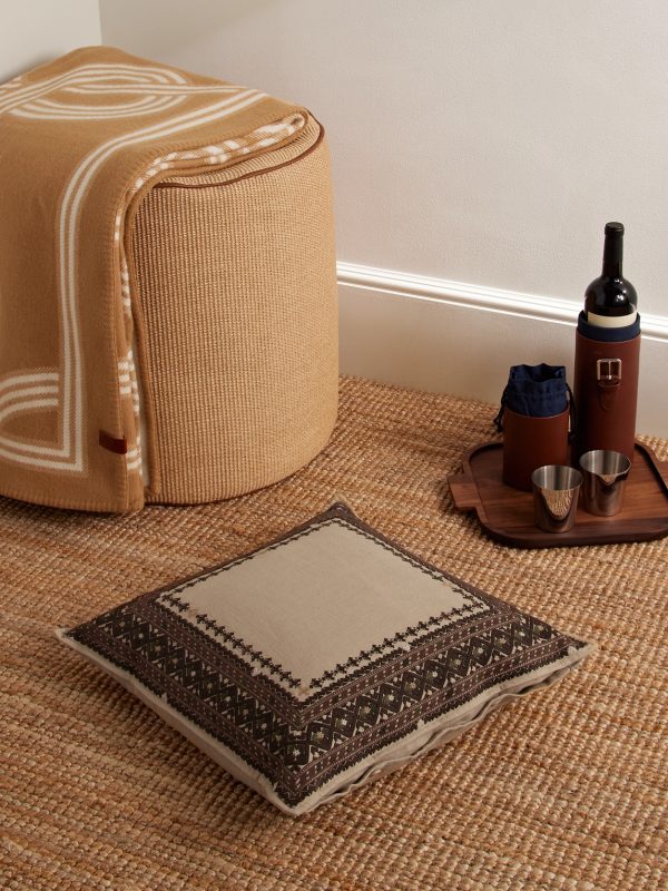 Skyler Embroidered Linen Cushion - OU Skyler Embroidered Linen Cushion - OU