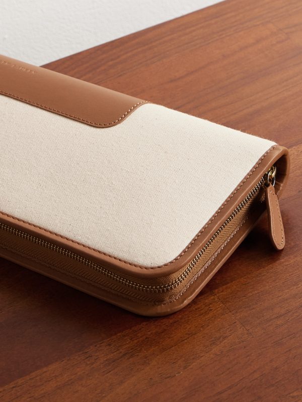 Garret Leather-Trimmed Canvas Tie Case - CU Garret Leather-Trimmed Canvas Tie Case - CU