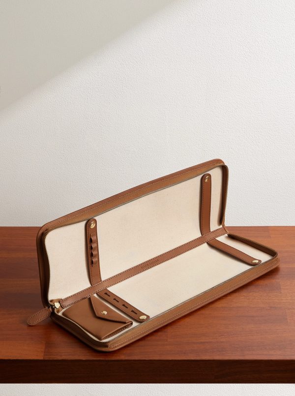 Garret Leather-Trimmed Canvas Tie Case Garret Leather-Trimmed Canvas Tie Case