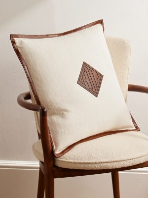 Moore Leather-Trimmed Linen Cushion Moore Leather-Trimmed Linen Cushion