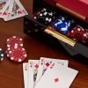 Sutton Leather and Walnut Wood Poker Set - CU