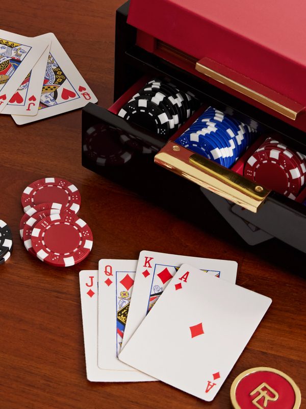 Sutton Leather and Walnut Wood Poker Set - CU
