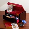 Sutton Leather and Walnut Wood Poker Set