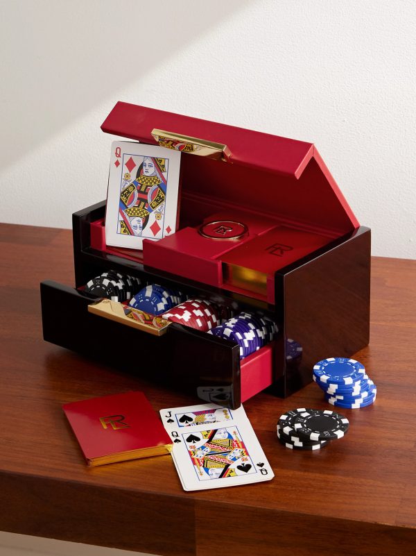 Sutton Leather and Walnut Wood Poker Set