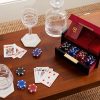 Sutton Leather and Walnut Wood Poker Set - OU