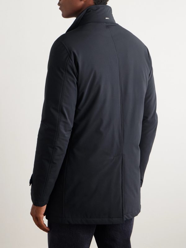 Double-Breasted Padded Stretch-Shell Down Peacoat - BK