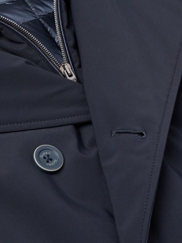 Double-Breasted Padded Stretch-Shell Down Peacoat - CU