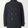Double-Breasted Padded Stretch-Shell Down Peacoat