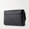 Monogrammed Coated-Canvas and Leather Messenger Bag - BK Monogrammed Coated-Canvas and Leather Messenger Bag - BK