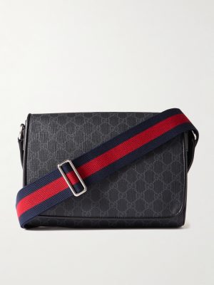 Monogrammed Coated-Canvas and Leather Messenger Bag Monogrammed Coated-Canvas and Leather Messenger Bag