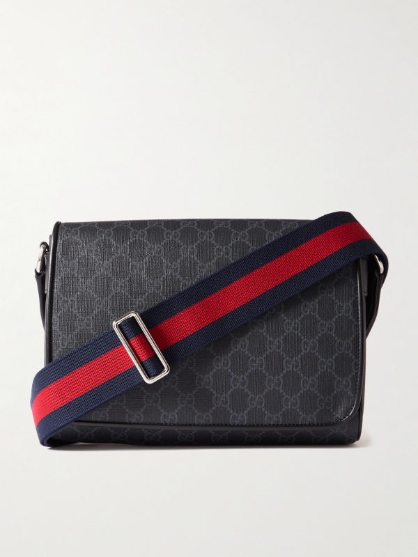 Monogrammed Coated-Canvas and Leather Messenger Bag Monogrammed Coated-Canvas and Leather Messenger Bag