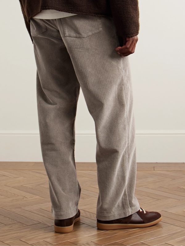 Straight-Leg Cotton-Corduroy Trousers - BK Straight-Leg Cotton-Corduroy Trousers - BK