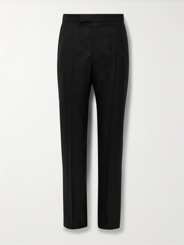 Slim-Fit Grosgrain-Trimmed Wool-Twill Tuxedo Trousers