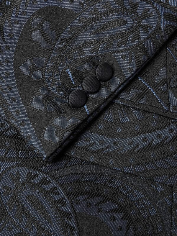 Twill-Trimmed Paisley-Jacquard Cotton and Silk-Blend Tuxedo Jacket - CU Twill-Trimmed Paisley-Jacquard Cotton and Silk-Blend Tuxedo Jacket - CU