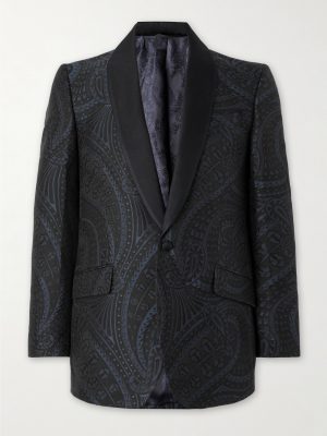 Twill-Trimmed Paisley-Jacquard Cotton and Silk-Blend Tuxedo Jacket Twill-Trimmed Paisley-Jacquard Cotton and Silk-Blend Tuxedo Jacket