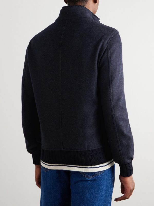 Cashmere-Blend Felt Bomber Jacket - BK Cashmere-Blend Felt Bomber Jacket - BK