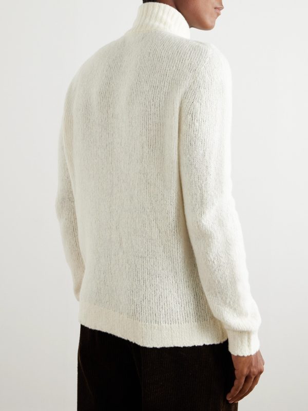 Merino Wool-Blend Zip-Up Cardigan - BK Merino Wool-Blend Zip-Up Cardigan - BK