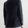 Shawl-Lapel Double-Breasted Cotton-Velvet Tuxedo Jacket - BK Shawl-Lapel Double-Breasted Cotton-Velvet Tuxedo Jacket - BK
