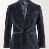 Shawl-Lapel Double-Breasted Cotton-Velvet Tuxedo Jacket Shawl-Lapel Double-Breasted Cotton-Velvet Tuxedo Jacket