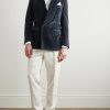 Shawl-Lapel Double-Breasted Cotton-Velvet Tuxedo Jacket - OU Shawl-Lapel Double-Breasted Cotton-Velvet Tuxedo Jacket - OU