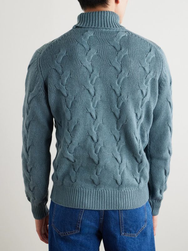 Cable-Knit Cashmere Rollneck Sweater - BK Cable-Knit Cashmere Rollneck Sweater - BK