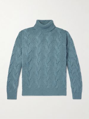 Cable-Knit Cashmere Rollneck Sweater