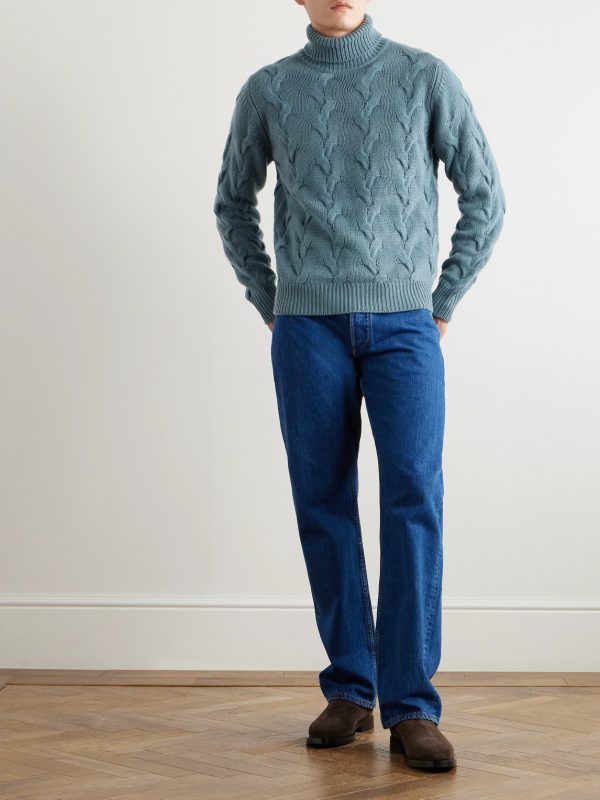 Cable-Knit Cashmere Rollneck Sweater - OU Cable-Knit Cashmere Rollneck Sweater - OU