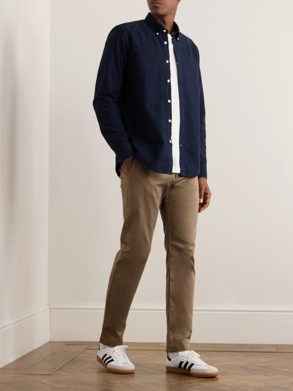 Theo 1420 Tapered Organic Cotton-Blend Twill Chinos - OU Theo 1420 Tapered Organic Cotton-Blend Twill Chinos - OU