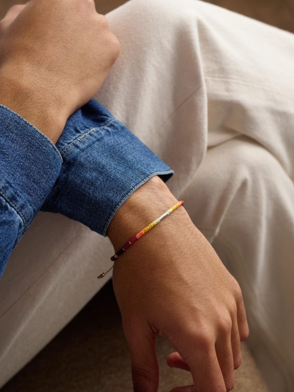 Mini Rizon Sterling Silver and Cord Beaded Bracelet - FR Mini Rizon Sterling Silver and Cord Beaded Bracelet - FR
