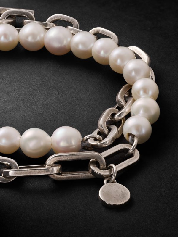 Trio Elm Burnished Sterling Silver and Pearl Wrap Bracelet - CU Trio Elm Burnished Sterling Silver and Pearl Wrap Bracelet - CU