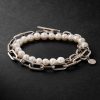 Trio Elm Burnished Sterling Silver and Pearl Wrap Bracelet Trio Elm Burnished Sterling Silver and Pearl Wrap Bracelet