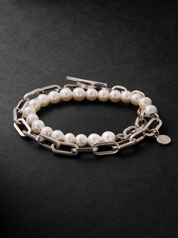 Trio Elm Burnished Sterling Silver and Pearl Wrap Bracelet Trio Elm Burnished Sterling Silver and Pearl Wrap Bracelet