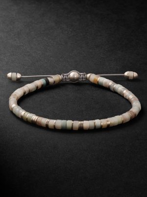 Tucson Sterling Silver, Amazonite and Cord Beaded Bracelet