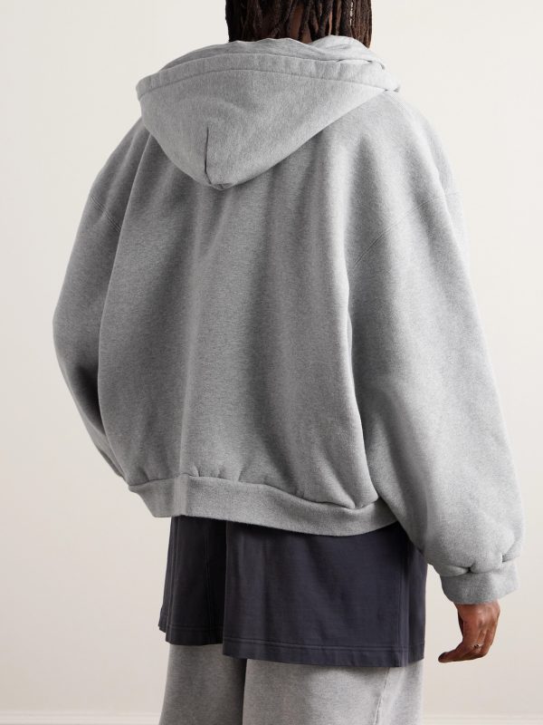 Incognito Oversized Layered Stretch-Cotton Jersey Zip-Up Hoodie - BK