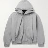 Incognito Oversized Layered Stretch-Cotton Jersey Zip-Up Hoodie