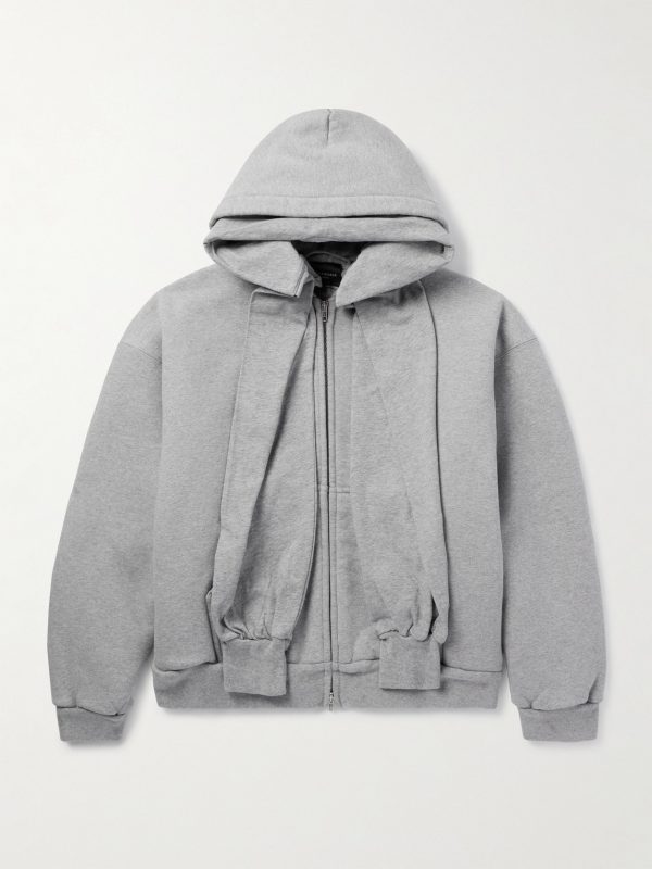 Incognito Oversized Layered Stretch-Cotton Jersey Zip-Up Hoodie