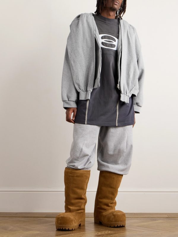 Incognito Oversized Layered Stretch-Cotton Jersey Zip-Up Hoodie - OU