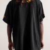 Oversized Distressed Logo-Print Cotton-Jersey T-Shirt - BK Oversized Distressed Logo-Print Cotton-Jersey T-Shirt - BK