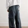 Wide-Leg Distressed Cotton-Ripstop Drawstring Cargo Trousers - BK Wide-Leg Distressed Cotton-Ripstop Drawstring Cargo Trousers - BK