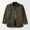 Oversized Layered Checked Cotton-Flannel and Printed Jersey Shirt Oversized Layered Checked Cotton-Flannel and Printed Jersey Shirt