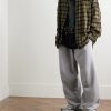 Oversized Layered Checked Cotton-Flannel and Printed Jersey Shirt - OU Oversized Layered Checked Cotton-Flannel and Printed Jersey Shirt - OU